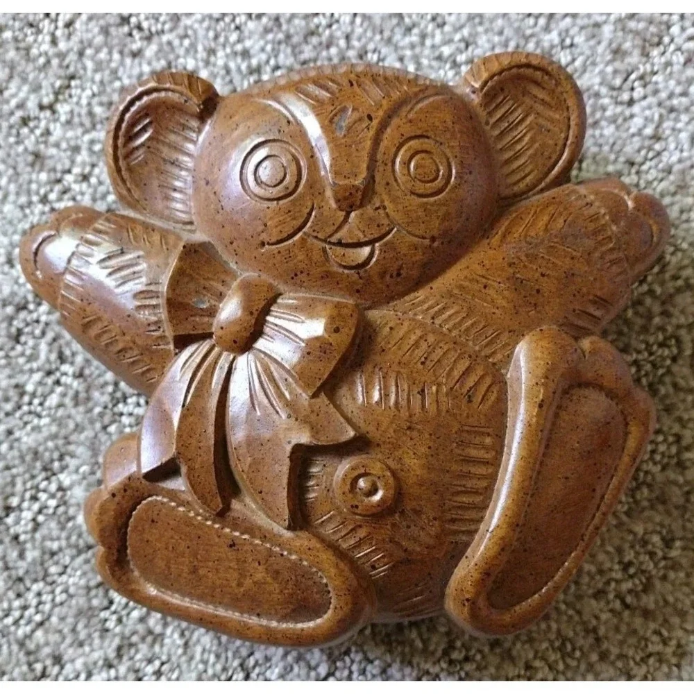 Vintage 1985 HOMCO Plastic Bear Koala Wall Pocket Wood Look 6